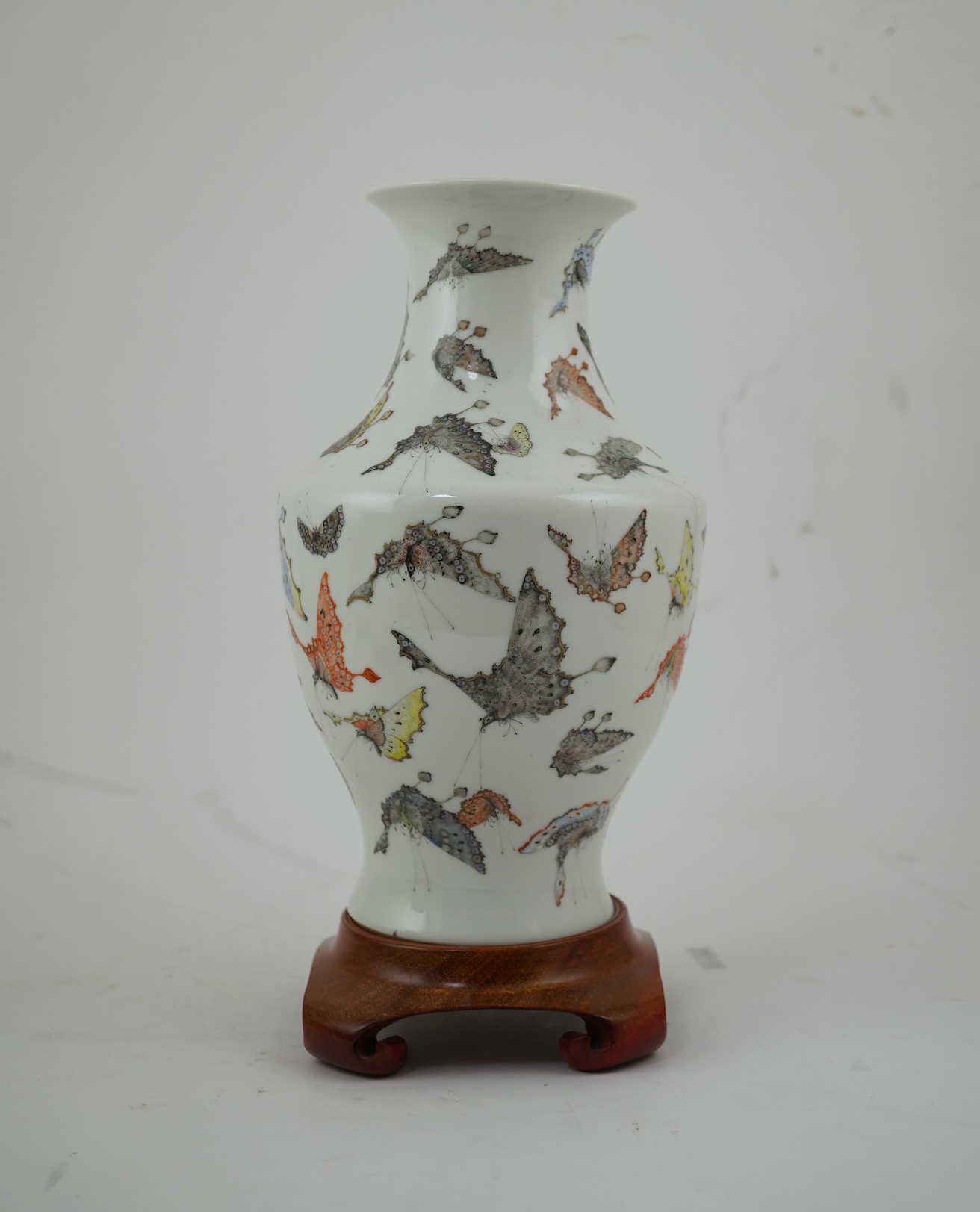 A Chinese enamelled porcelain ‘Hundred Butterfly’ vase, Qianlong mark, Republic period